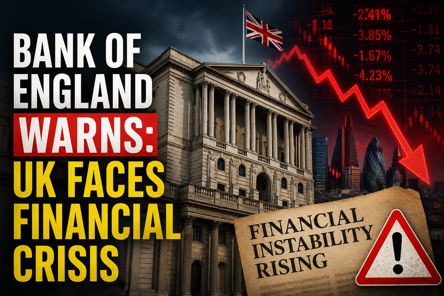 Bank Of England Warns UK Faces Heightened Risk Of Financial Crisis
